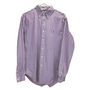 Ralph Lauren Mens Classic Fit Purple Striped Button-Down‎ Shirt Size 15.5